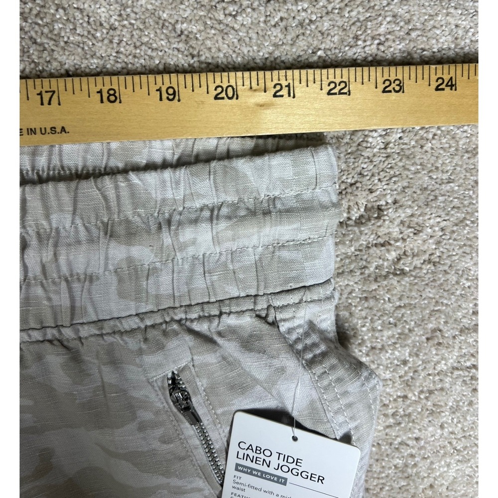 Athleta Cabo Tide Linen Jogger Pants 22 Neca Tan Camo Mid Rise Plus Size NWT - Picture 5 of 9